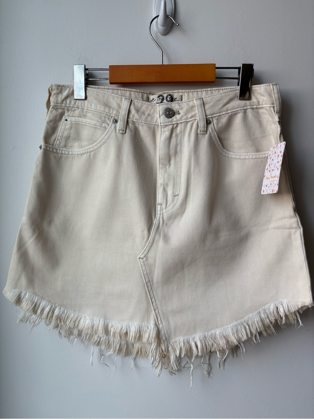We The Free By Free People Bailey Denim Skirt in Coconut